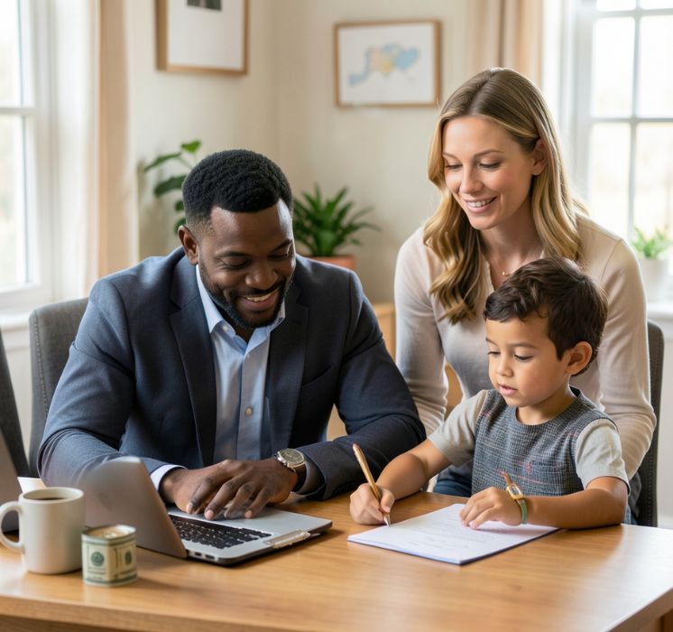 Famille francophone apprenant à établir un budget familial avec une conseillère de Pluri-elles Manitoba.